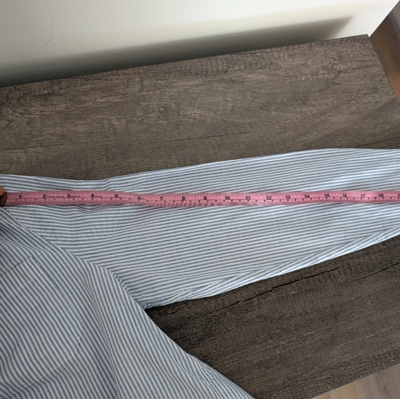 Sezane Tomboy Shirt Ecru And Sky Blue Stripes - Size 6 - Picture 4 of 6